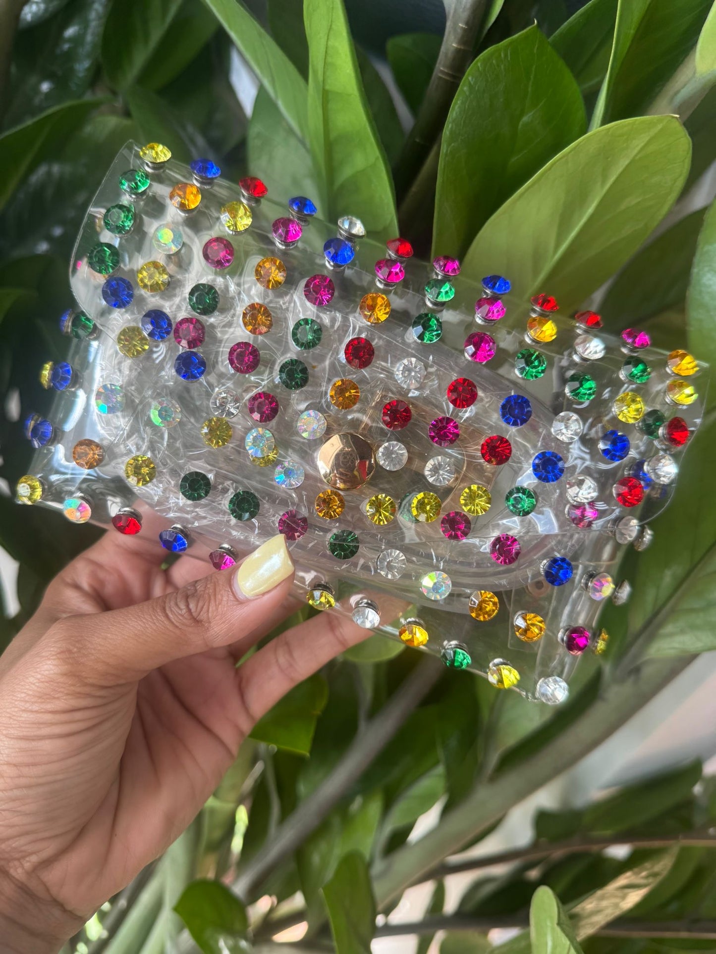 Clear Rainbow Rhinestone Mini Bag