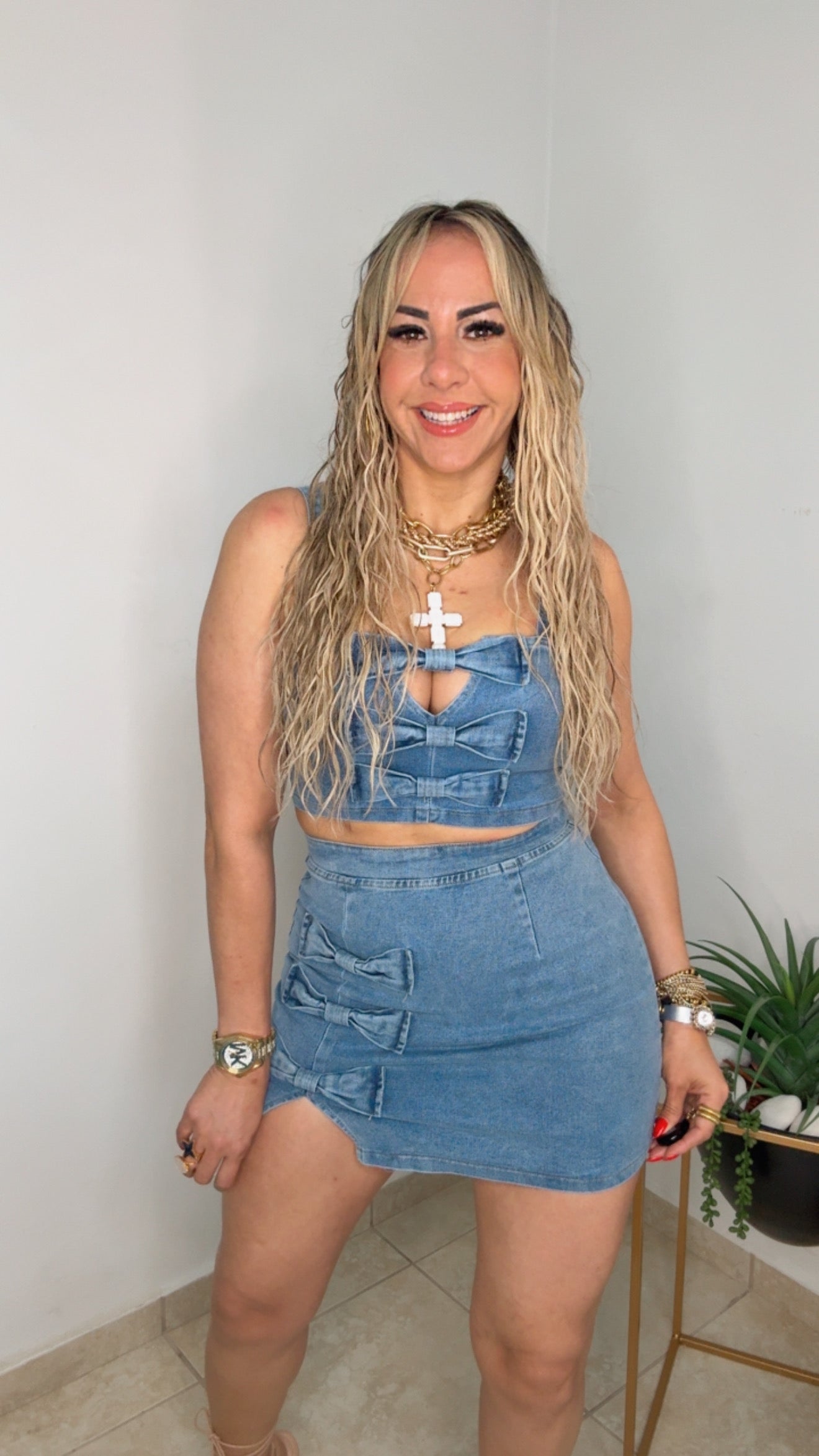 Denim Skirt Set