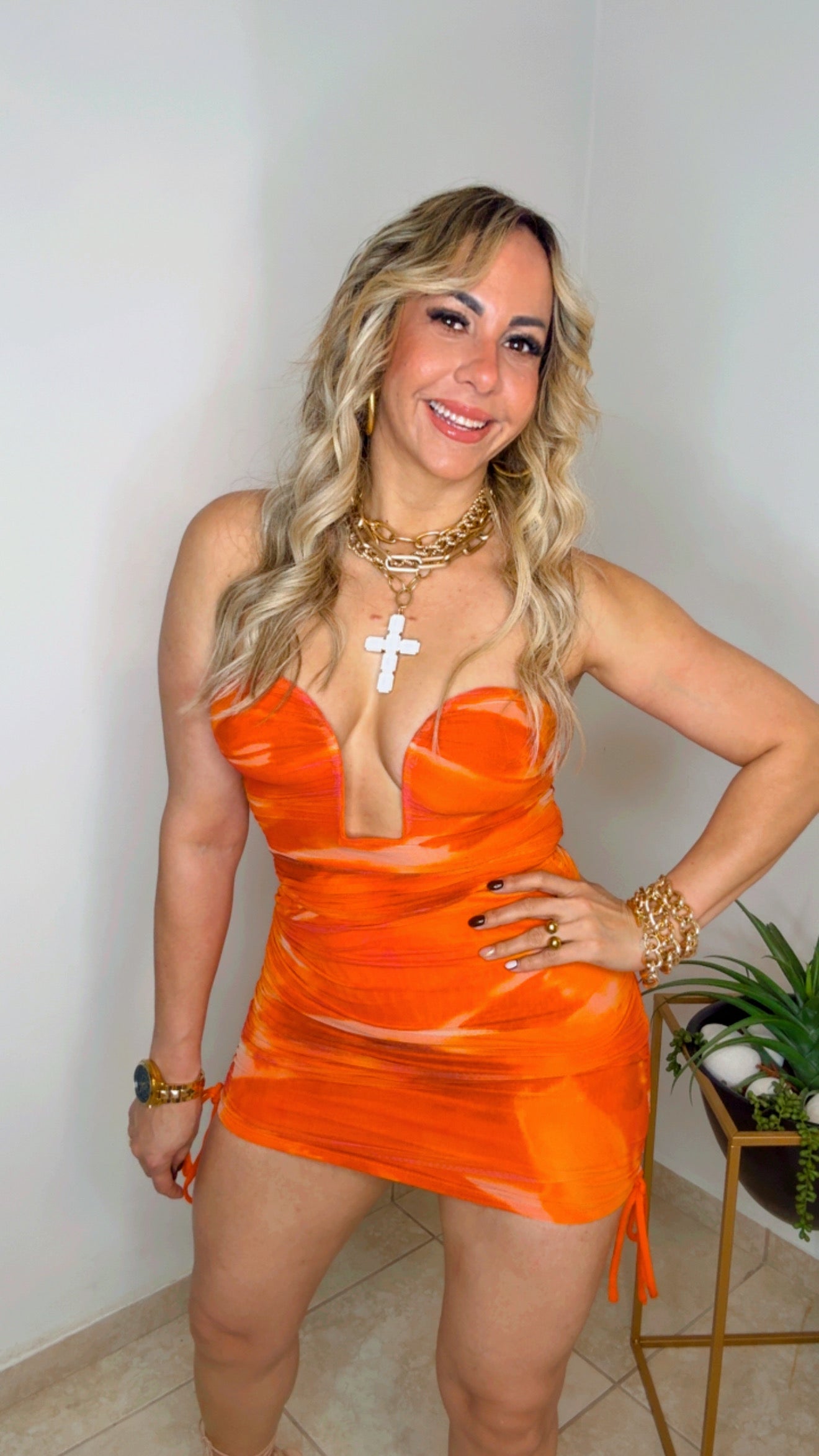 Multi Orange Skirt Set