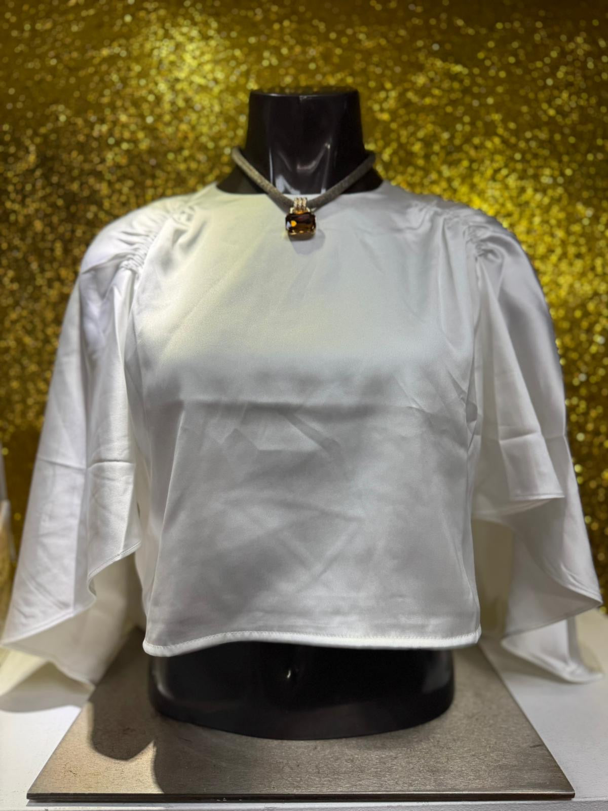 White Elegant Satin Blouse
