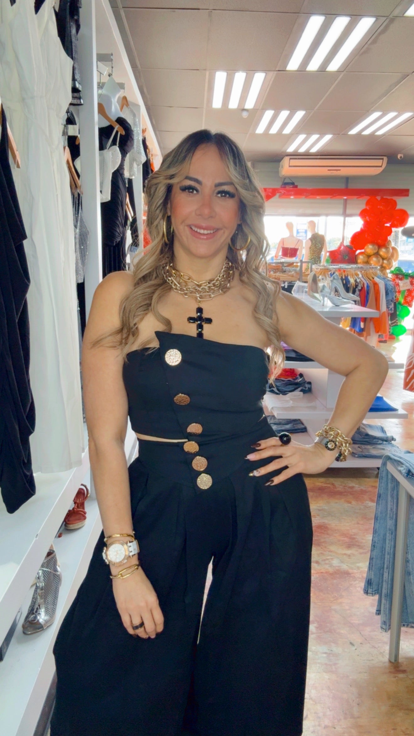 Black And Gold Palazzo Set