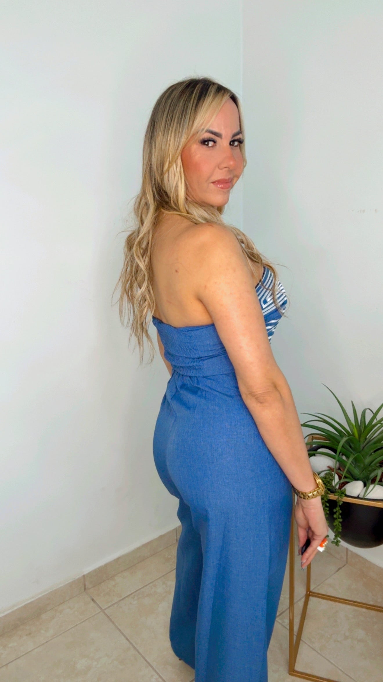 Blue Tube Jumpsuit