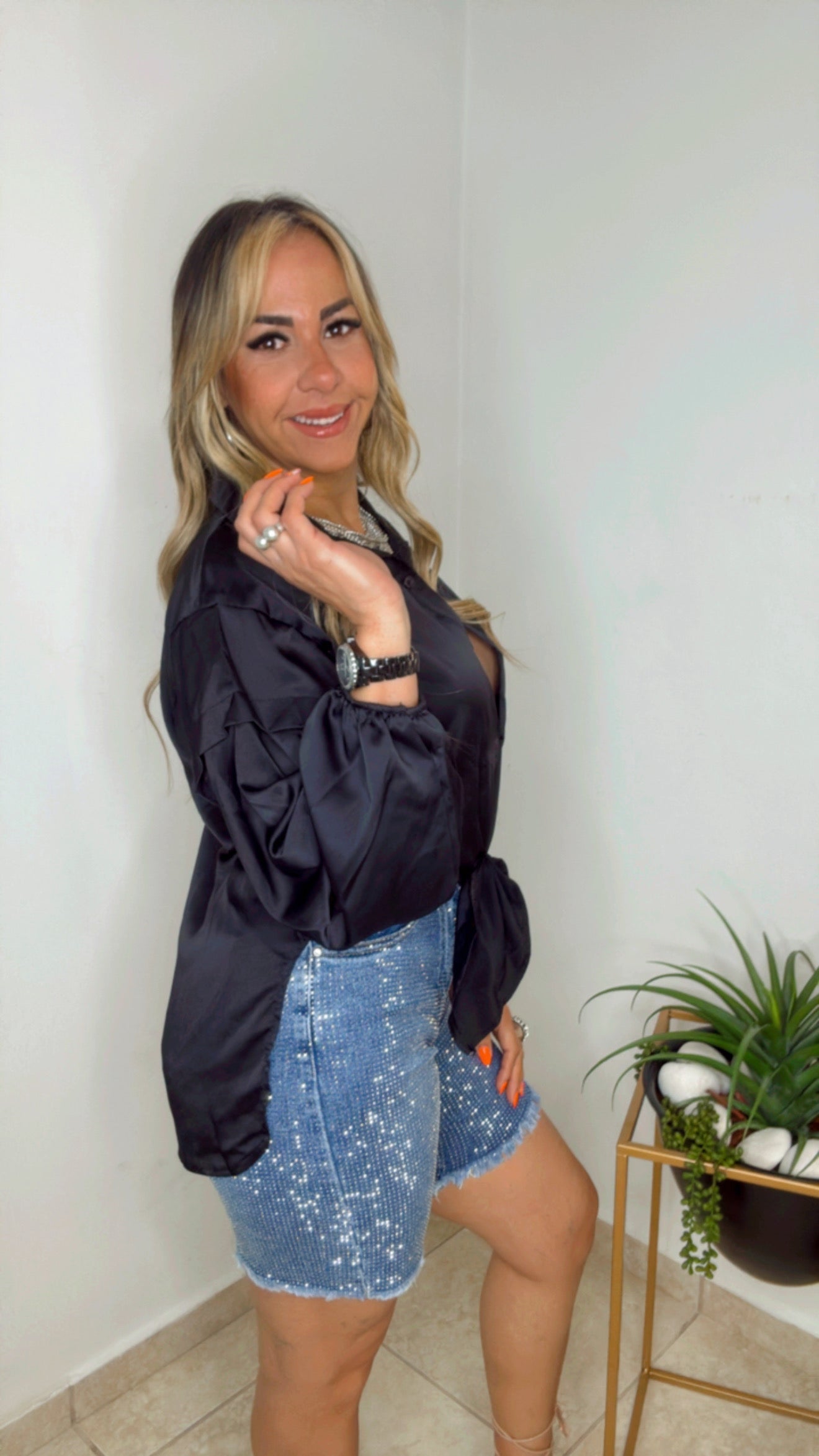 Black Satin Blouse