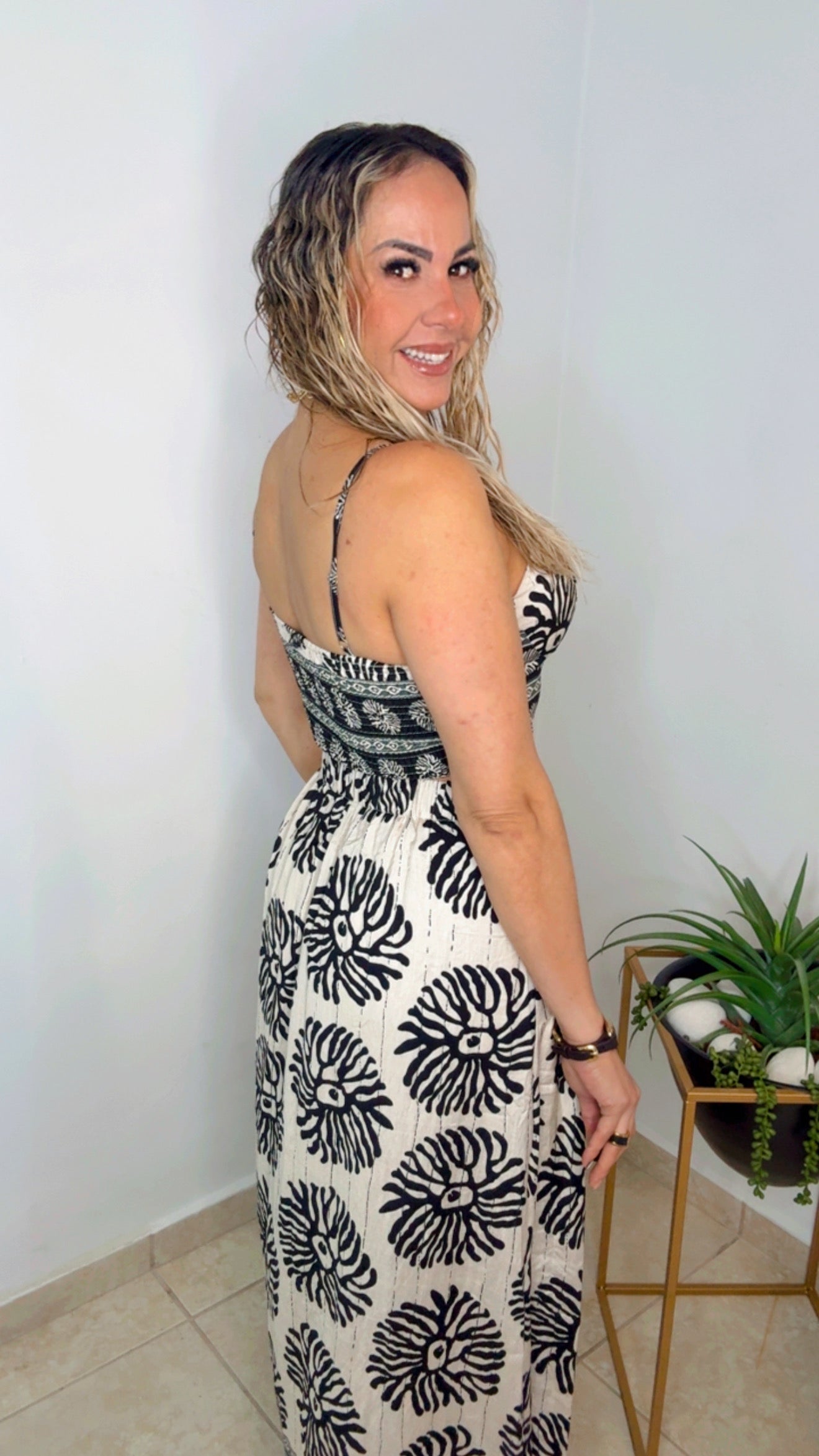 Black And Cream Skirt Set