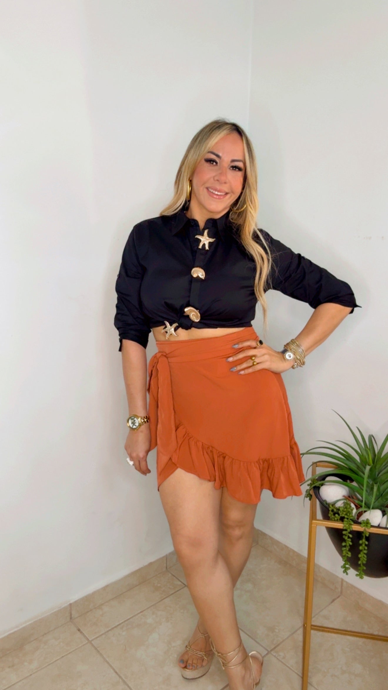 Rust Wraparound Skirt