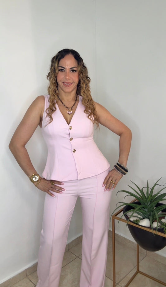 Lt Pink Long Vest Set