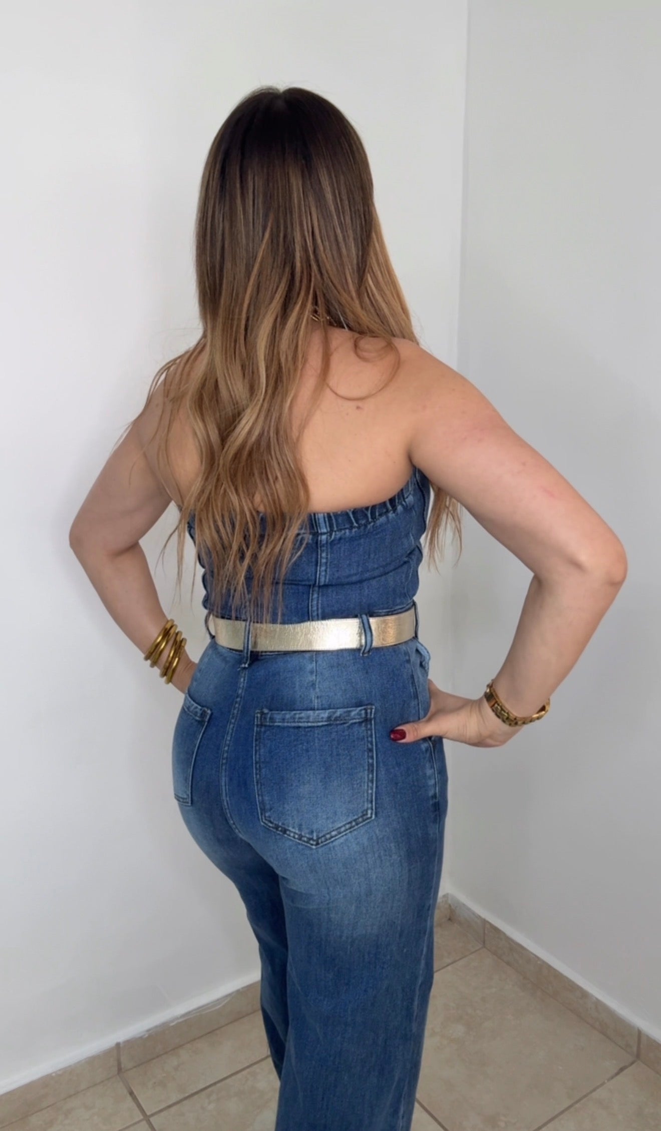 Denim Strapless Jumpsuit