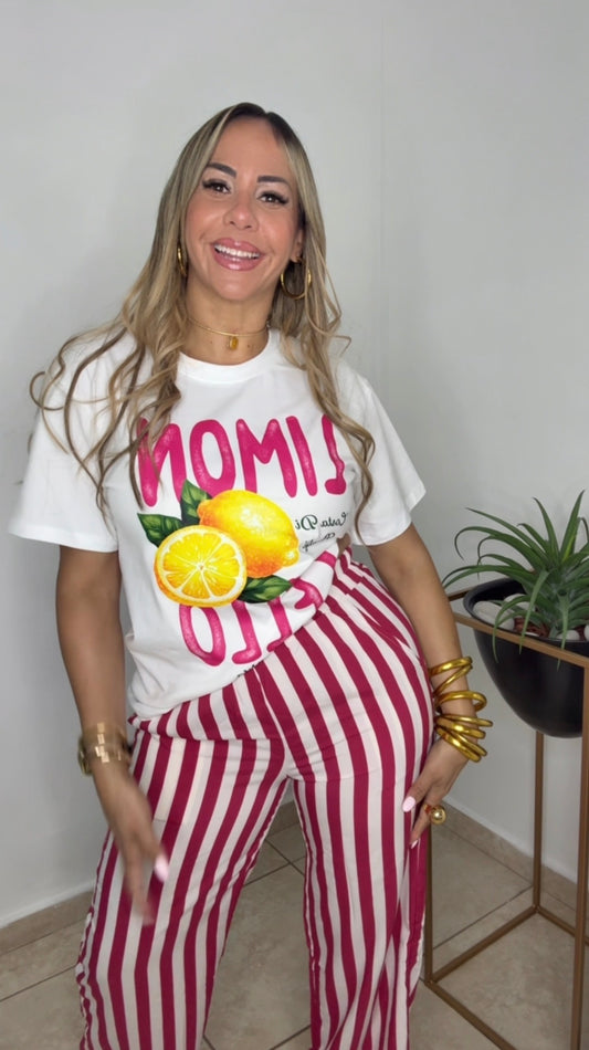 Fusha And White Striped Pant