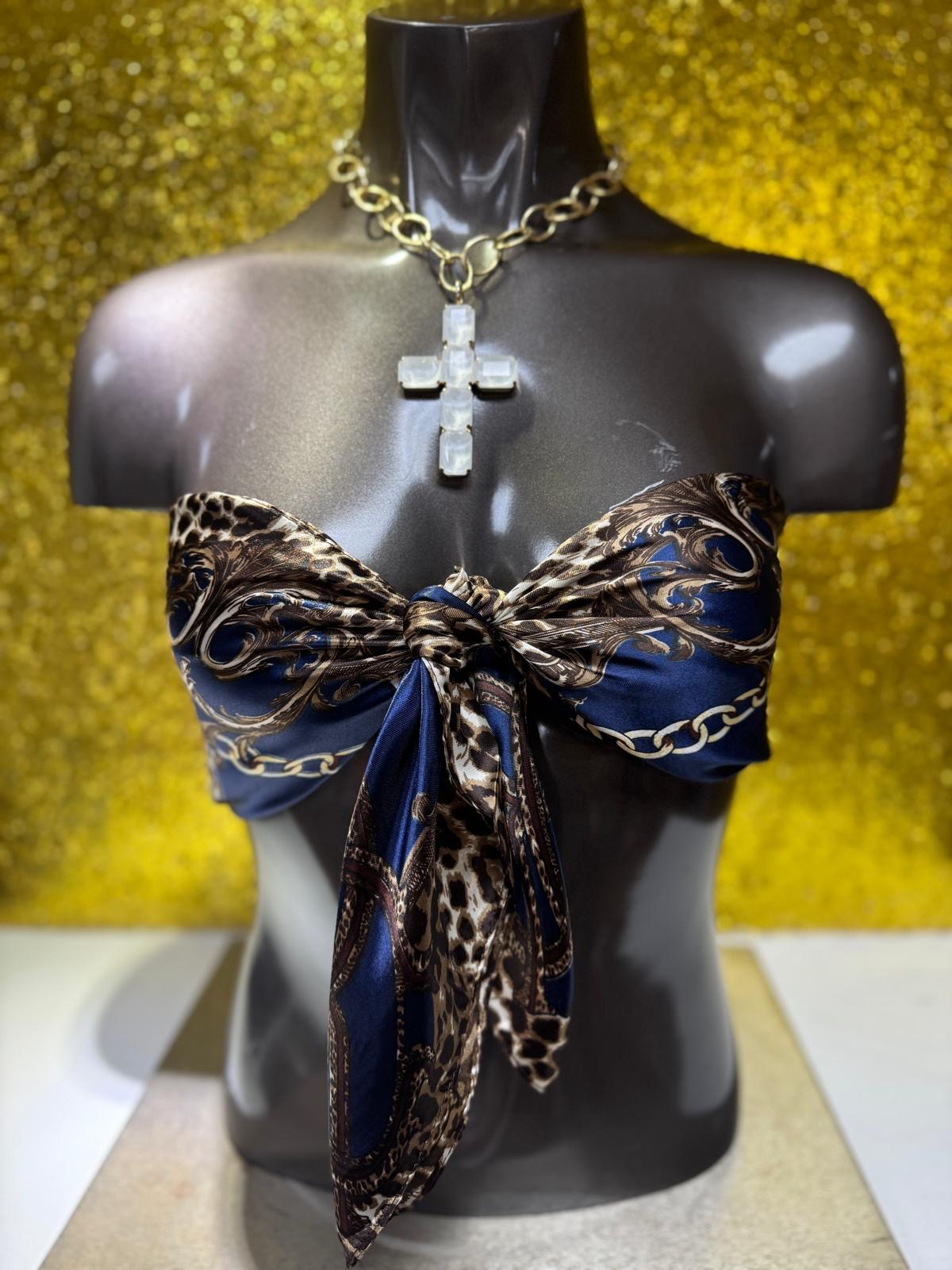 Pañuelo En Satin Navy Cadenas