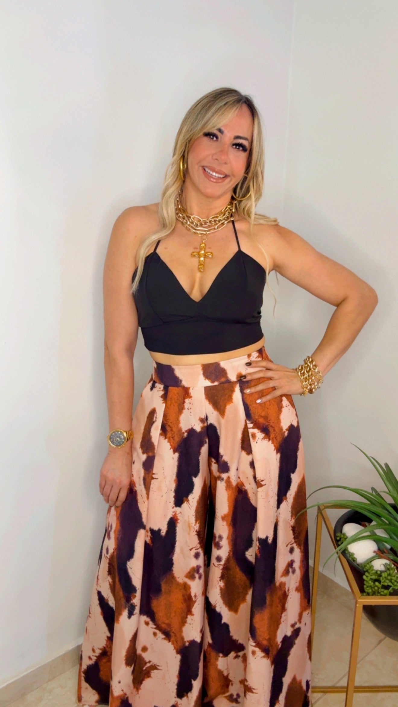 Multi Brown Set Palazzo
