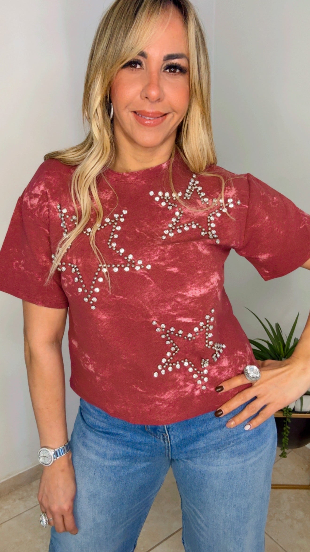 Burgundy Star Tshirt