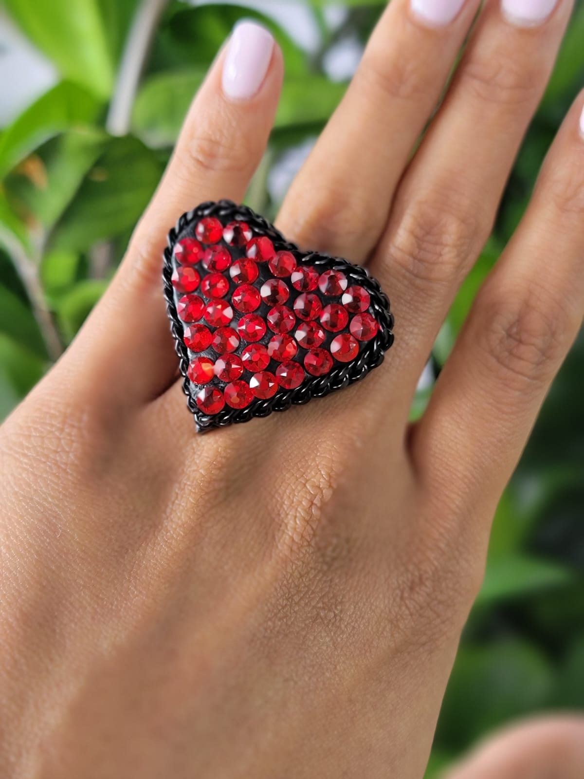 Sortija Corazón Swarovski Rojo