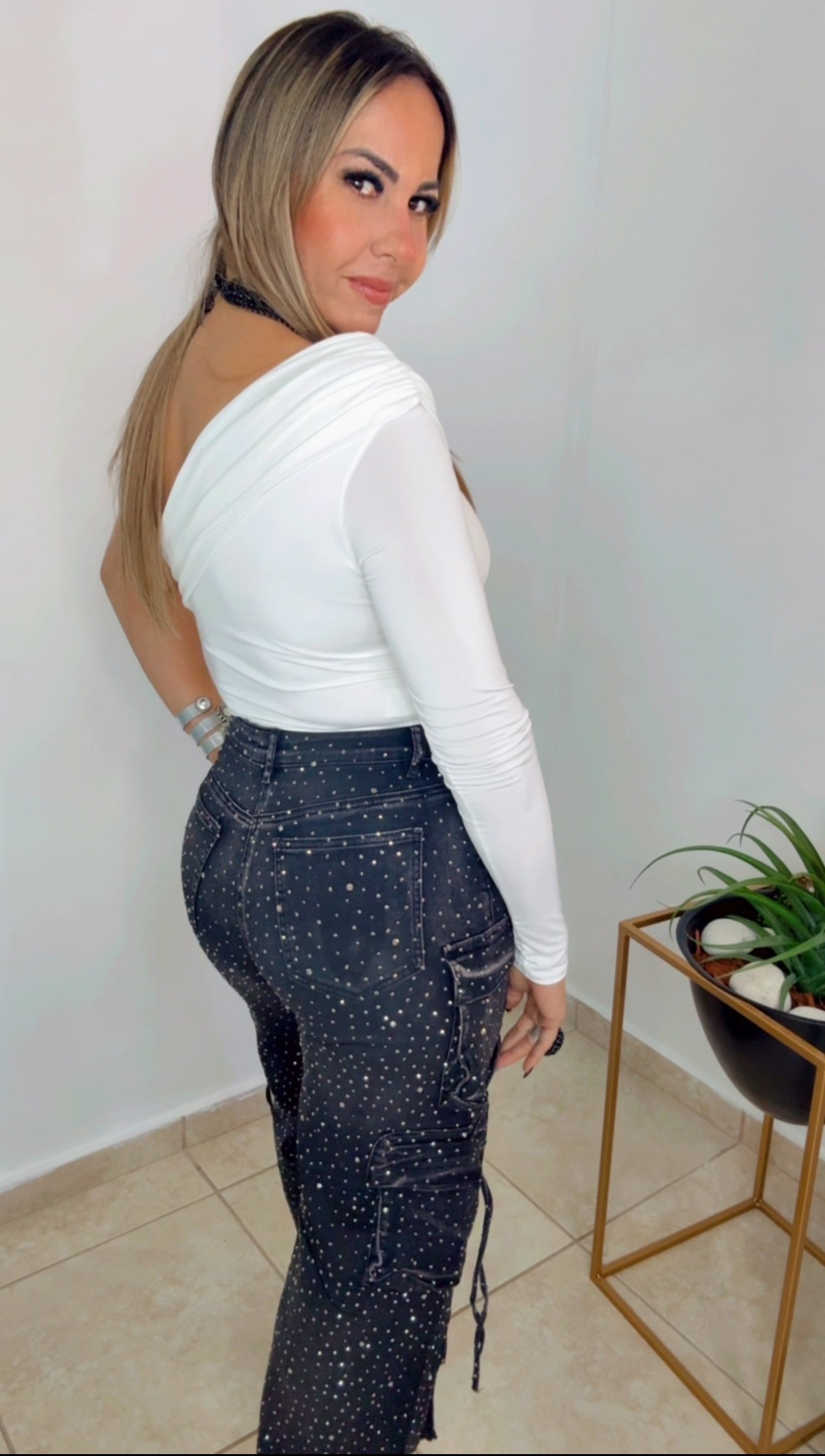 White Asymmetric One Shoulder Body