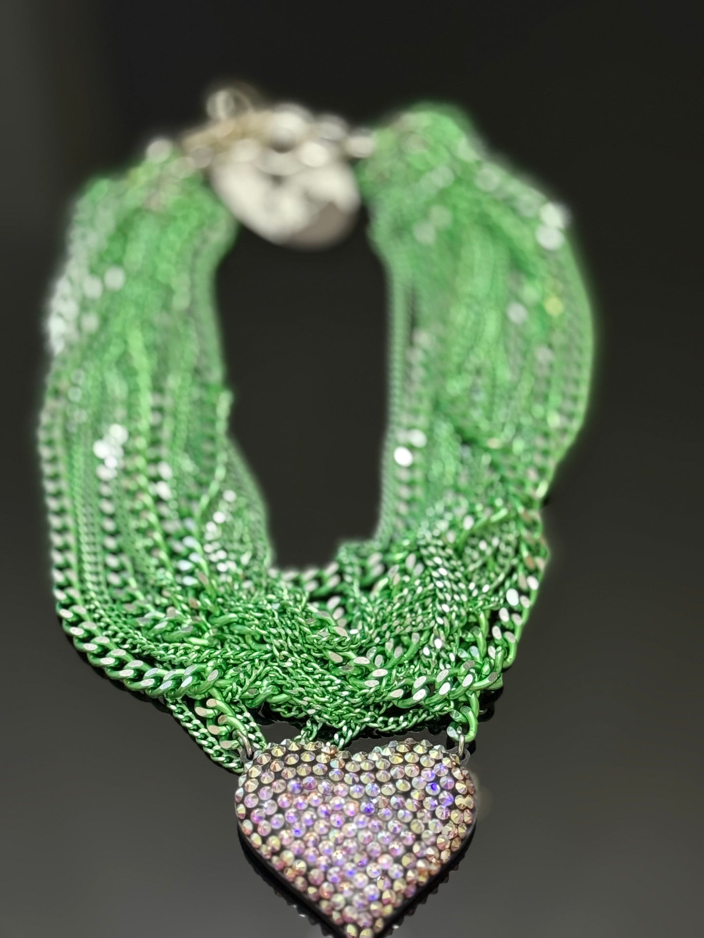 Colección Corazón Color Verde En Swarovski