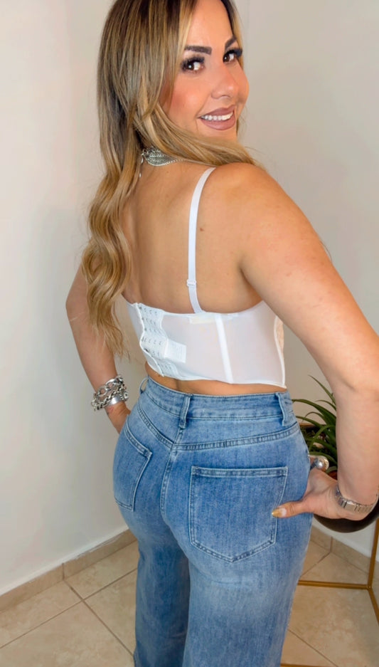 White Crochet Corset