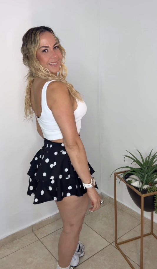 Black Polkadots Skort