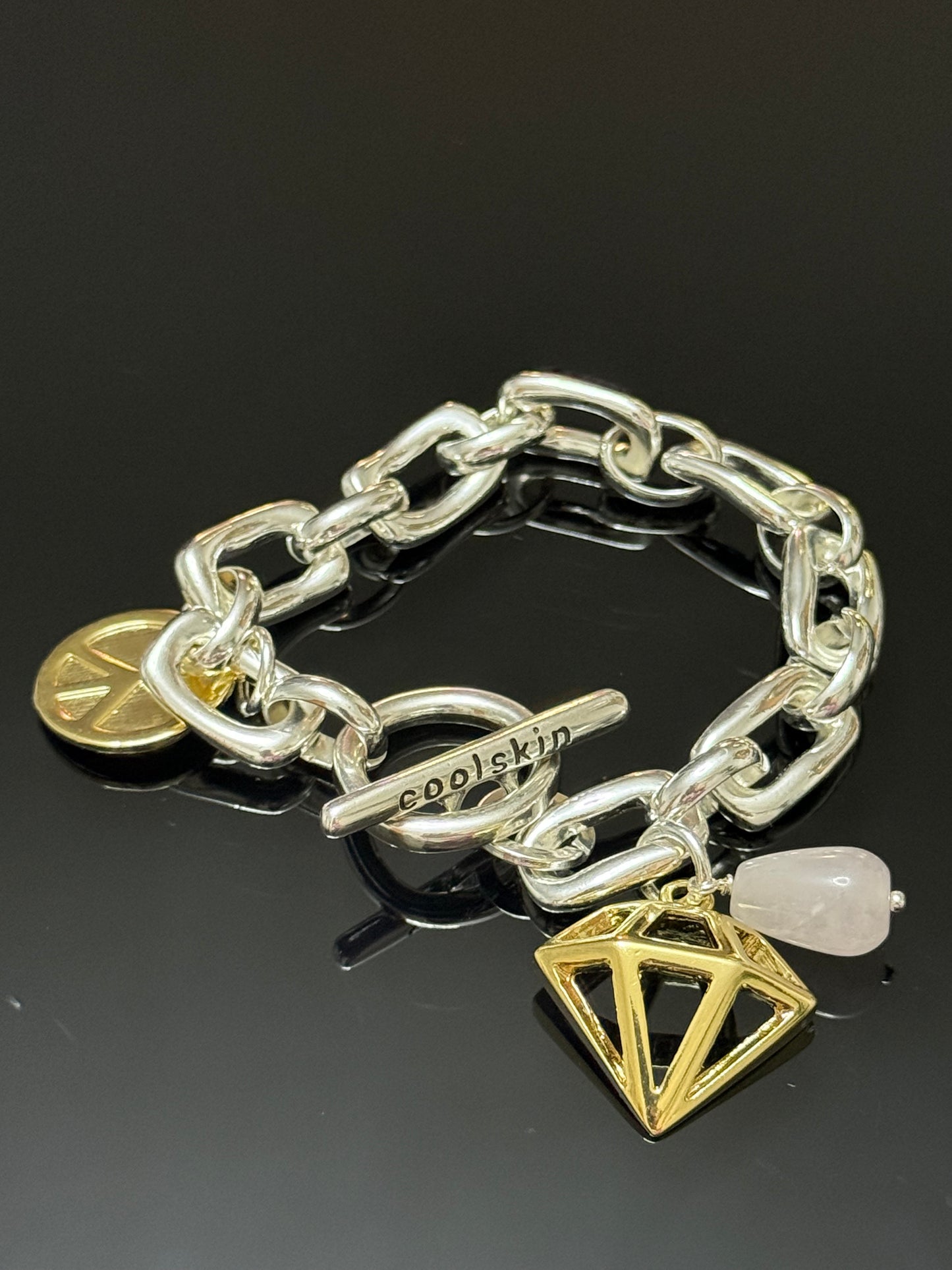 Pulsera Plata Charm Diamante