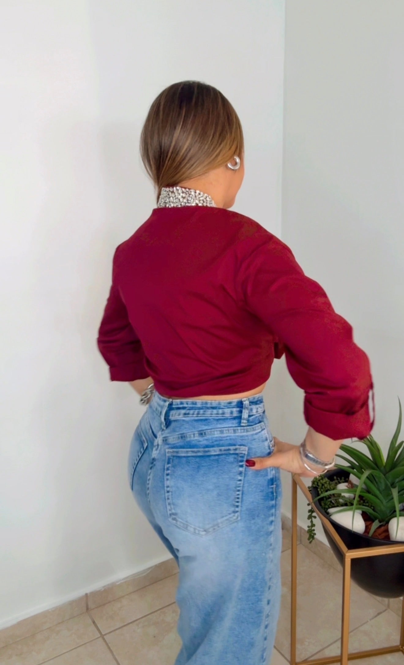 Burgundy Classic Elegant Blous