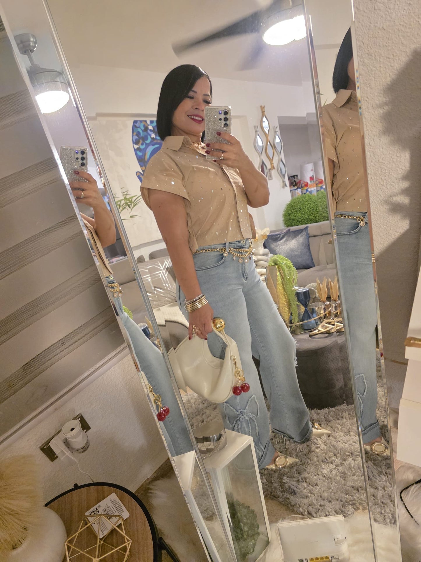 Cream Glam Blouse