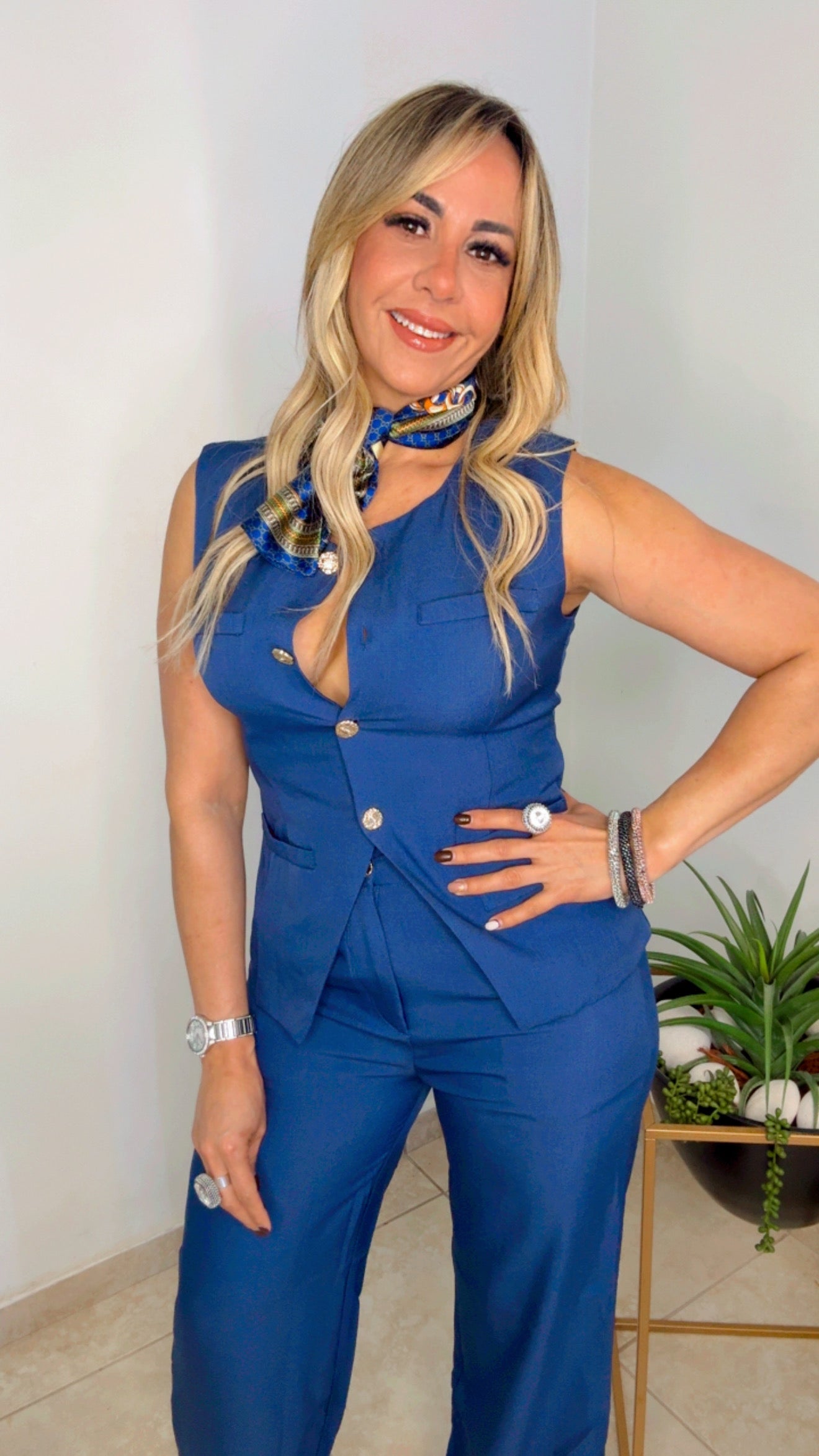 Navy Vest Elegant Set