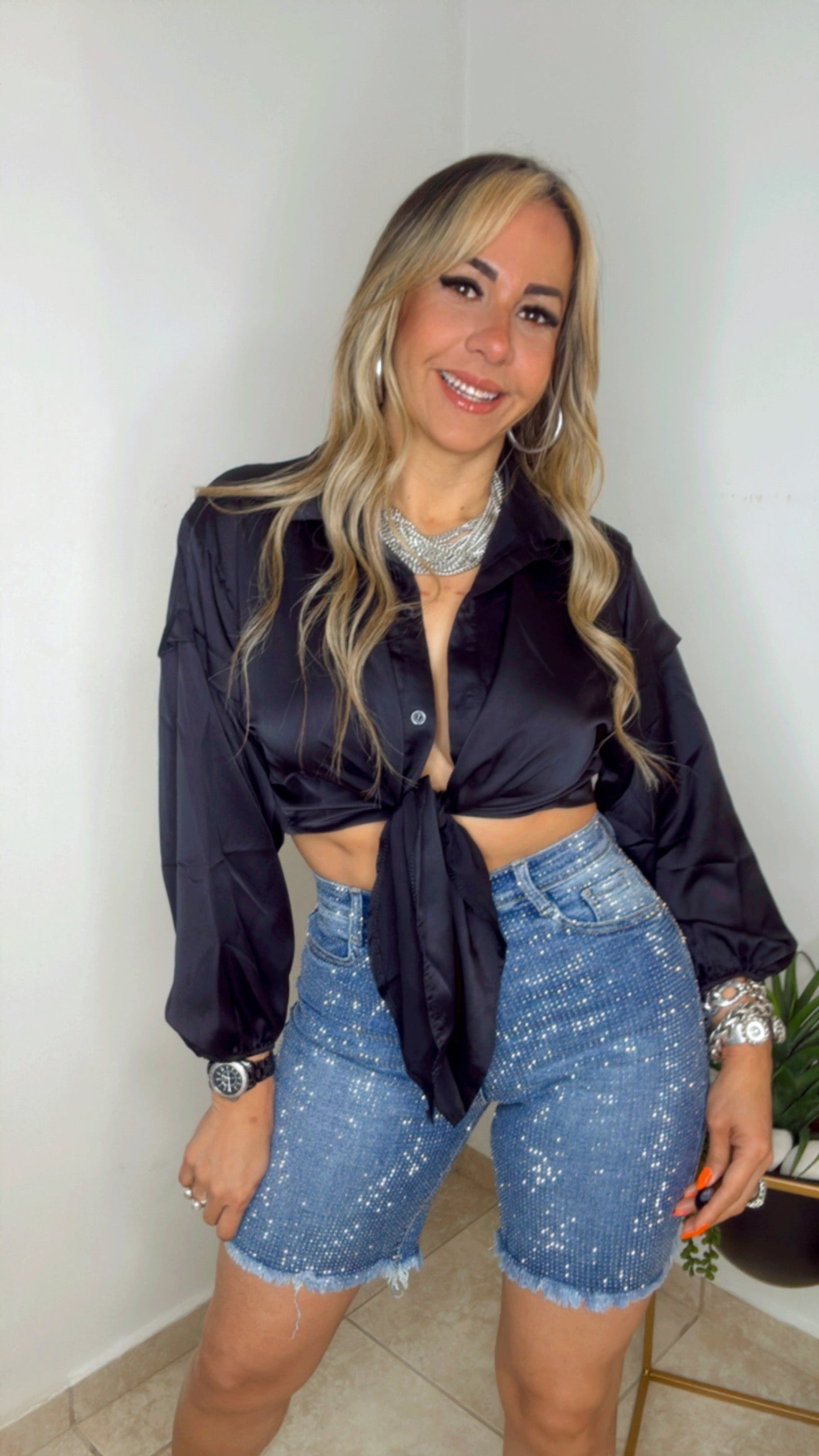 Black Satin Blouse