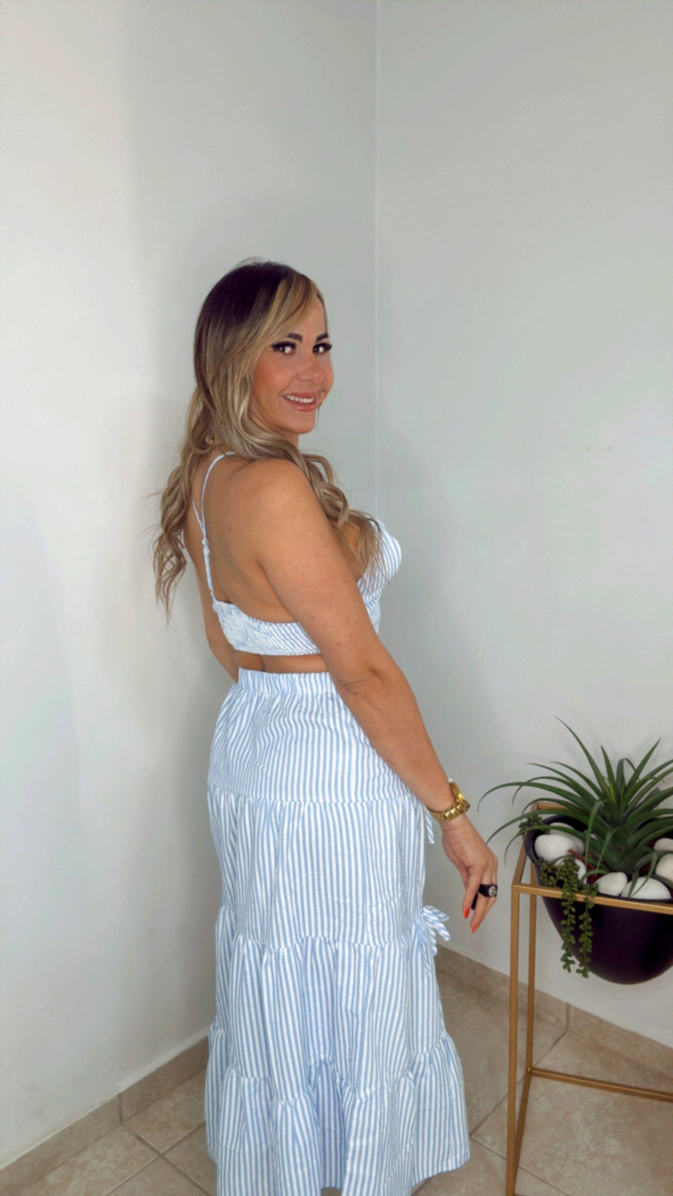 Baby Blue Lines Skirt Set