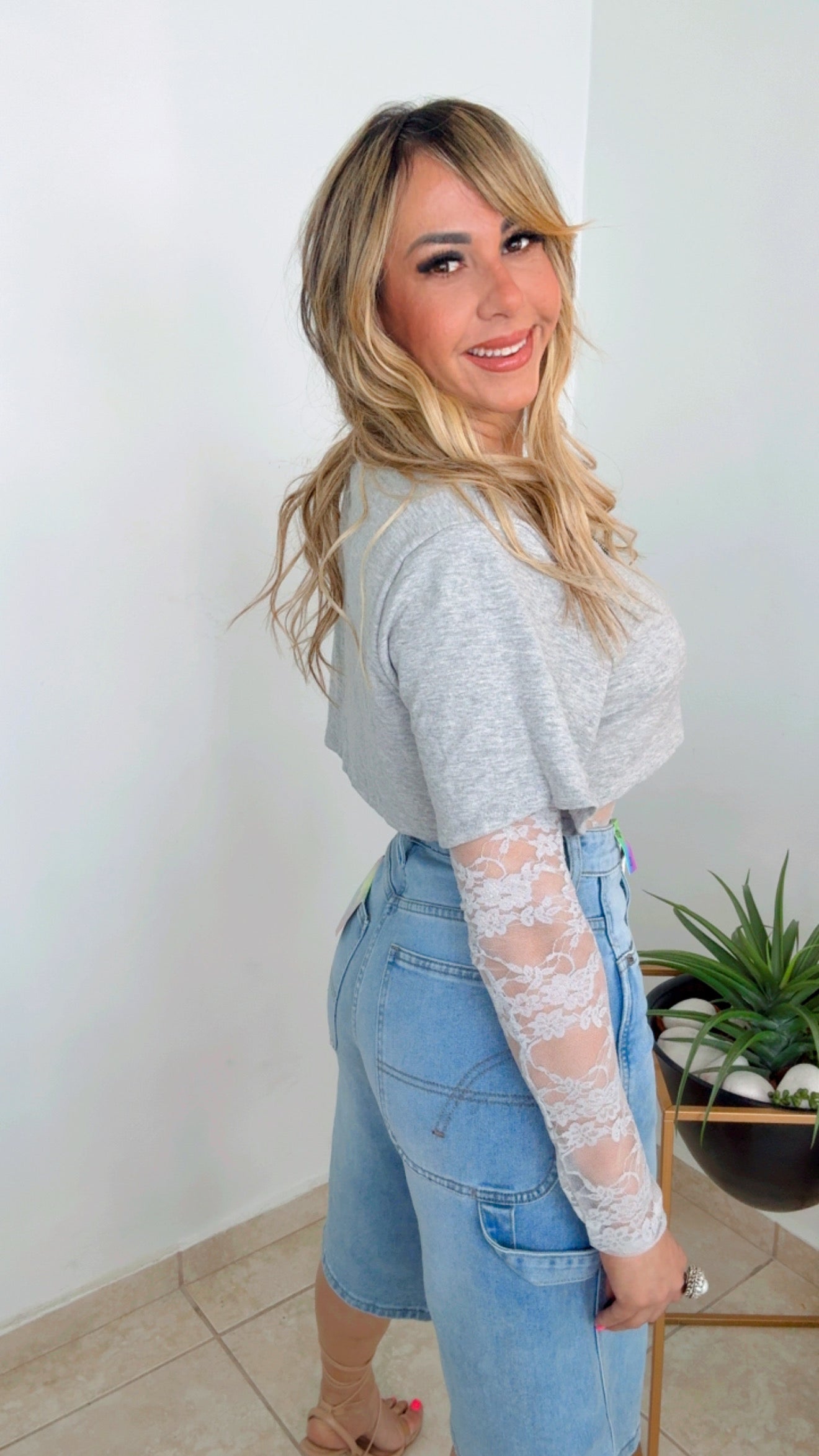 Grey Long Sleeve Bodysuit