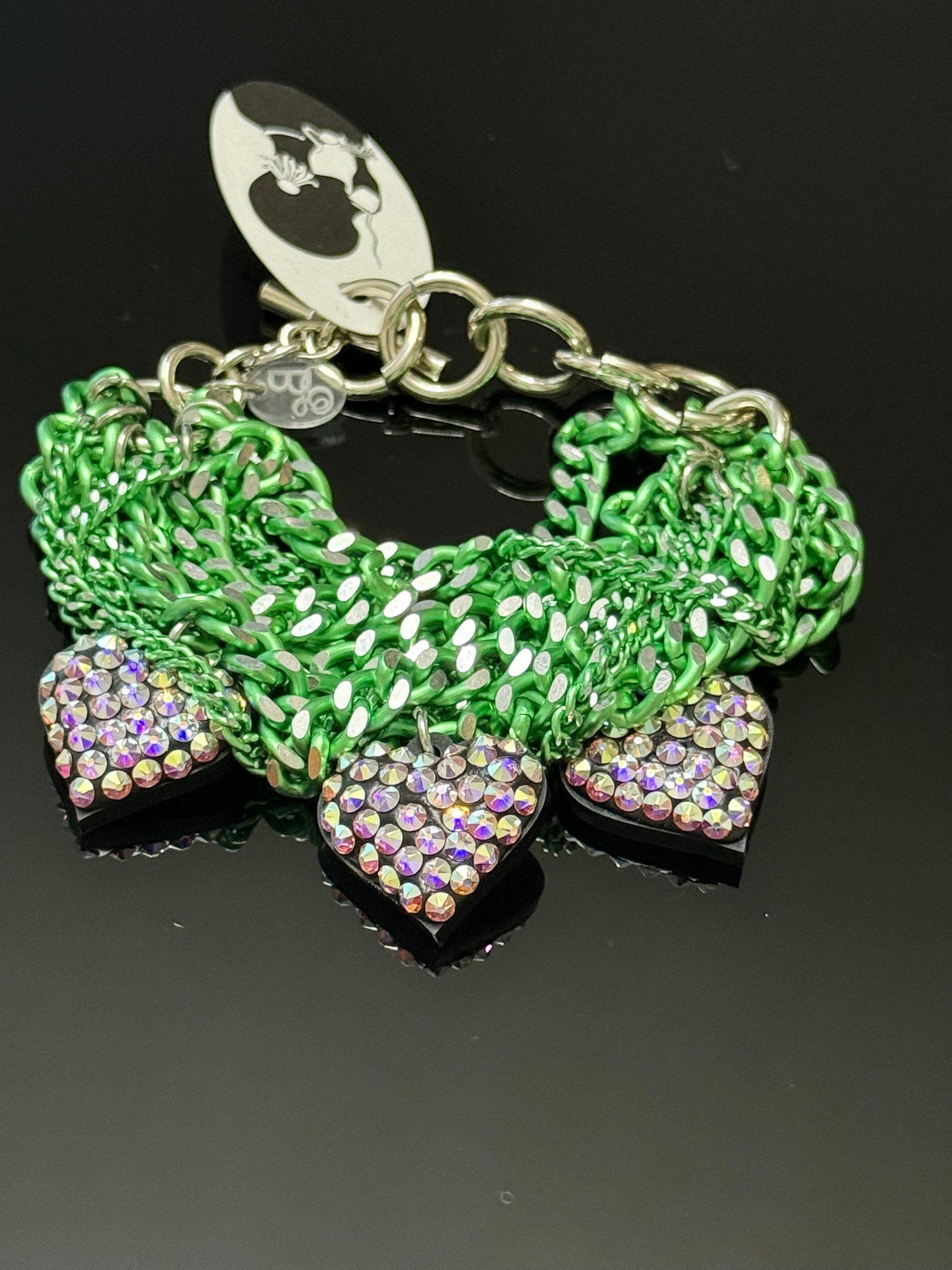 Colección Corazón Color Verde En Swarovski