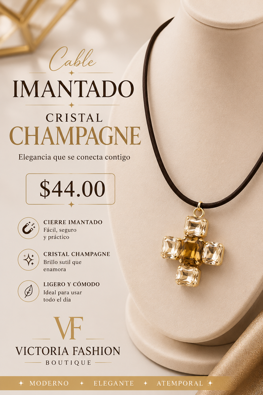 Cable Imantado Cruz En Cristal