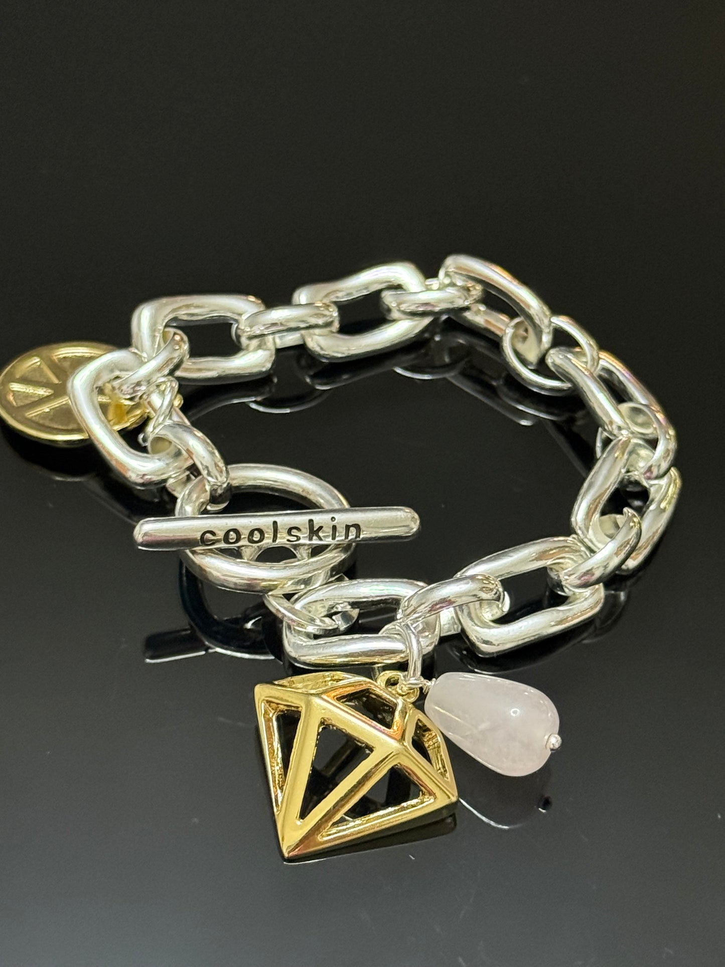 Pulsera Plata Charm Diamante