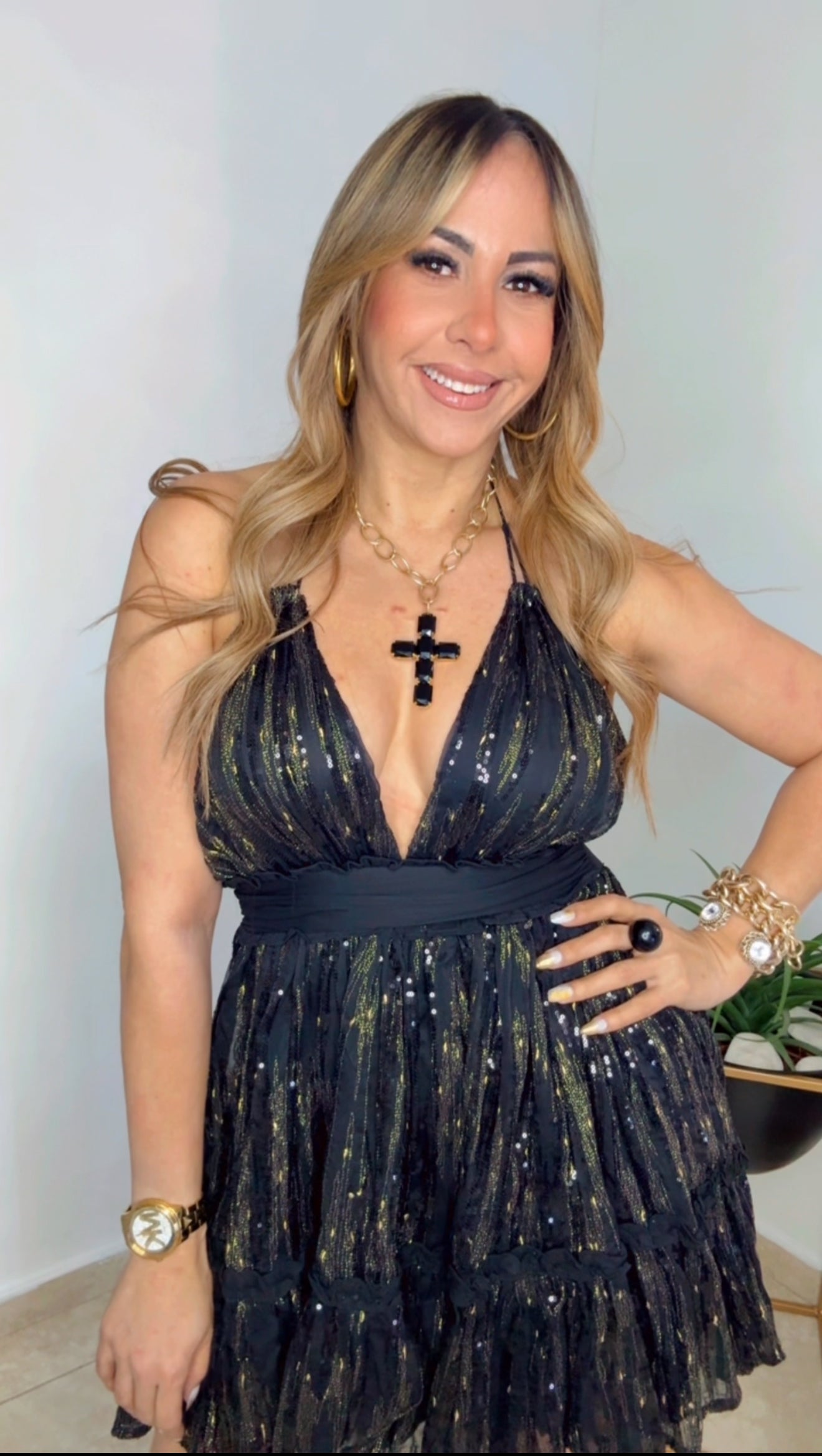 Black And Gold Mini Dress