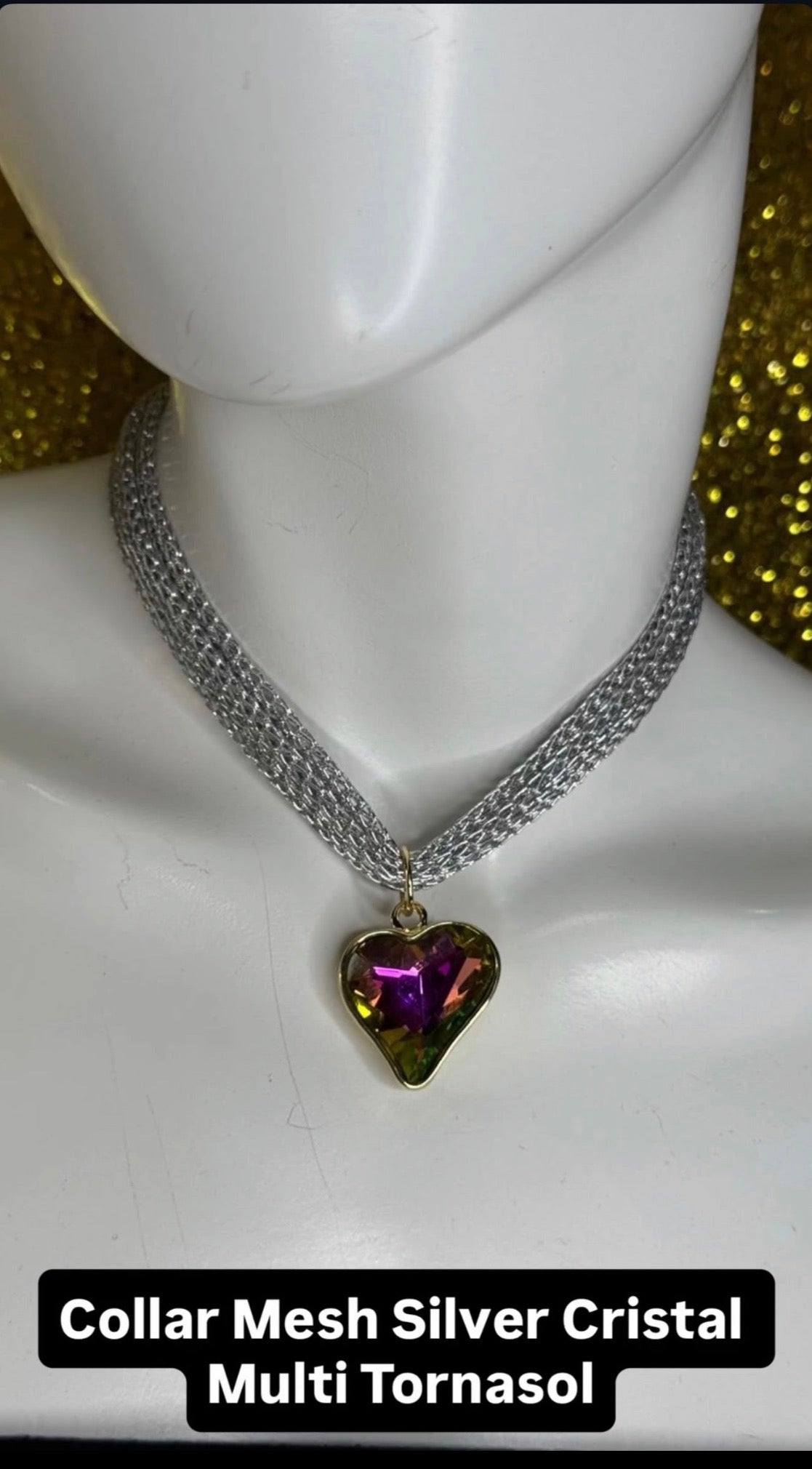 Collar Mesh Silver Cristal Tornasol VENTA FINAL