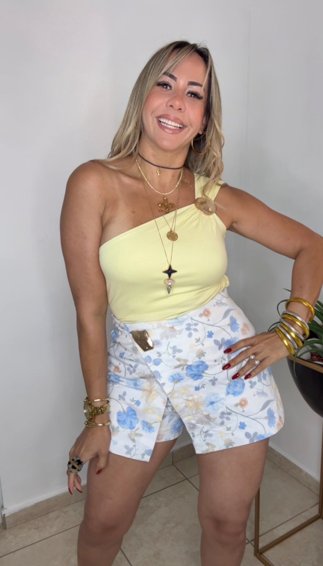White Multi Skort