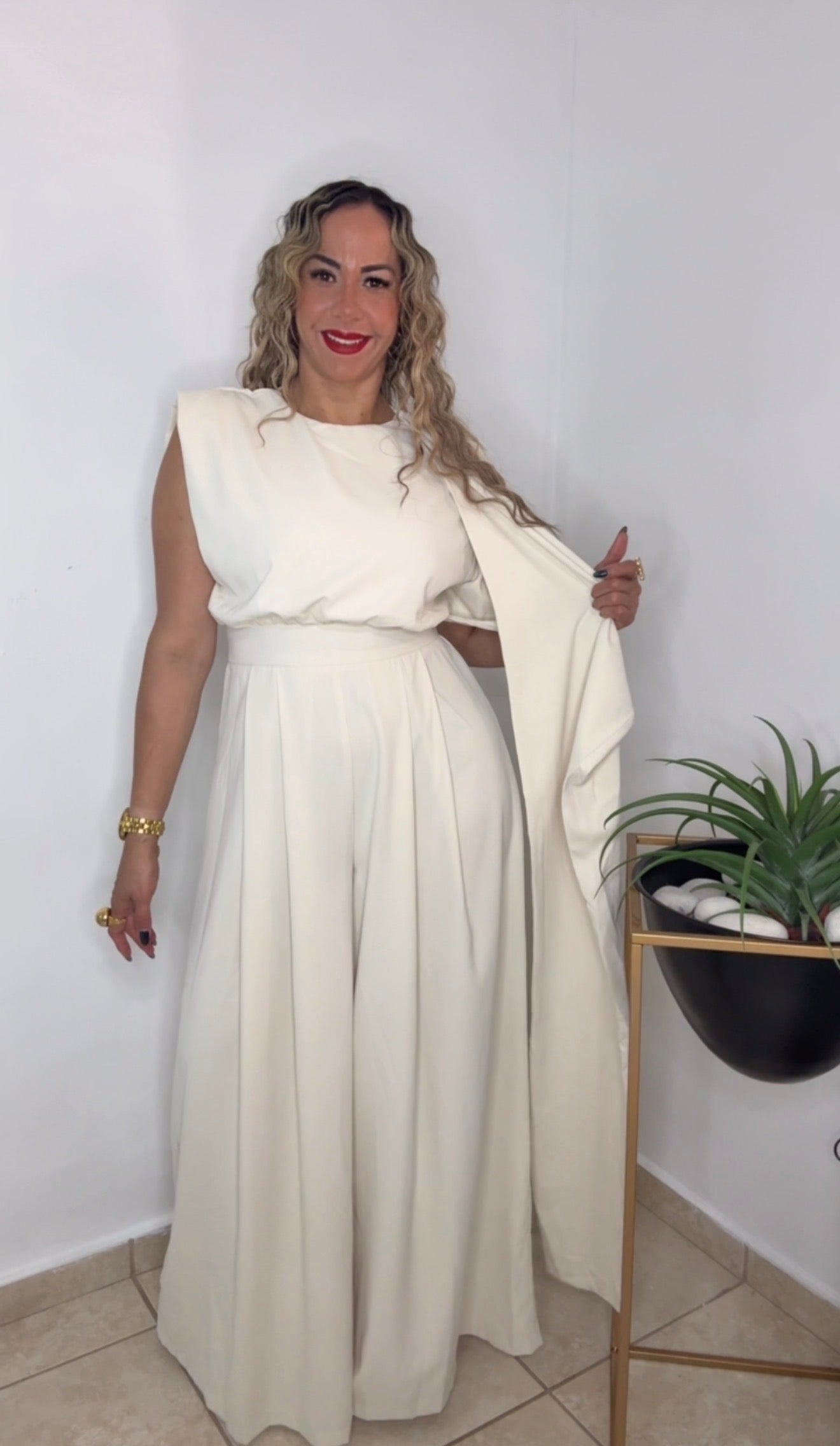 Beige Elegant Jumpsuit