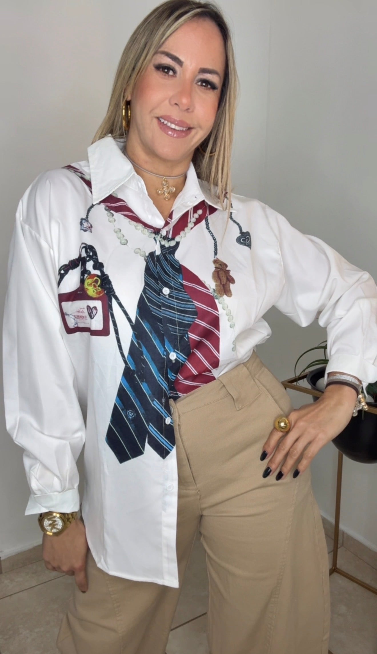 White Blouse With Tie