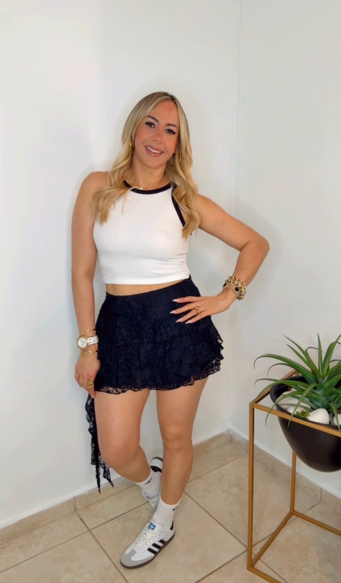 Black Lace Mini Skirt