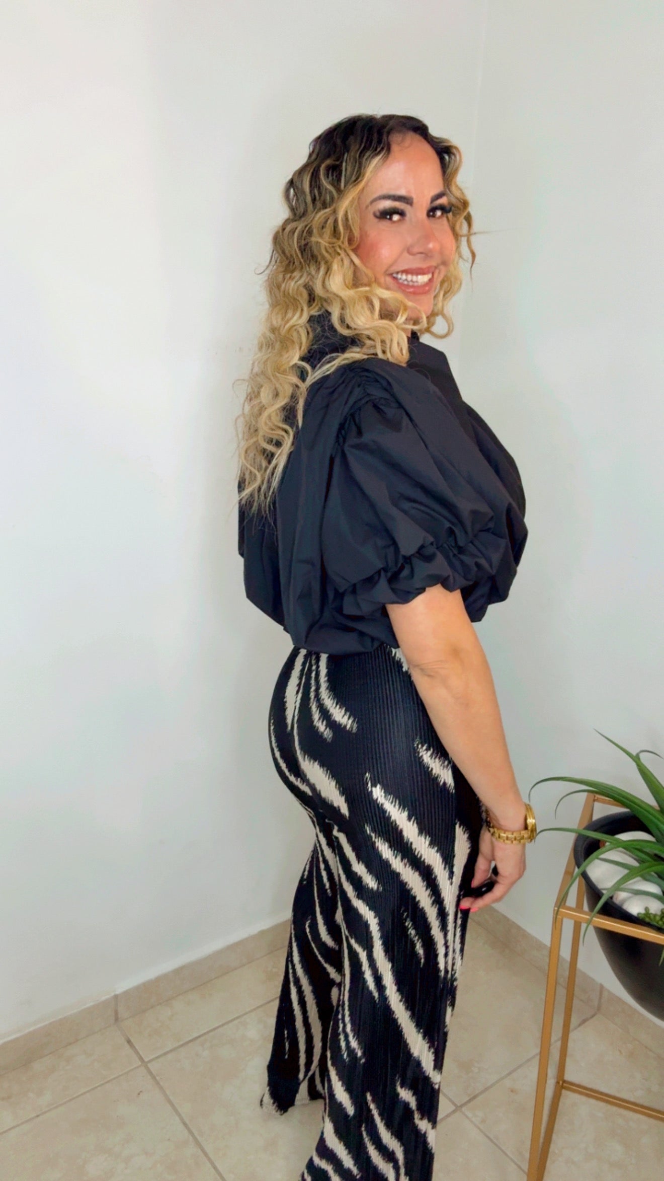 Black And Cream Elegant Pants