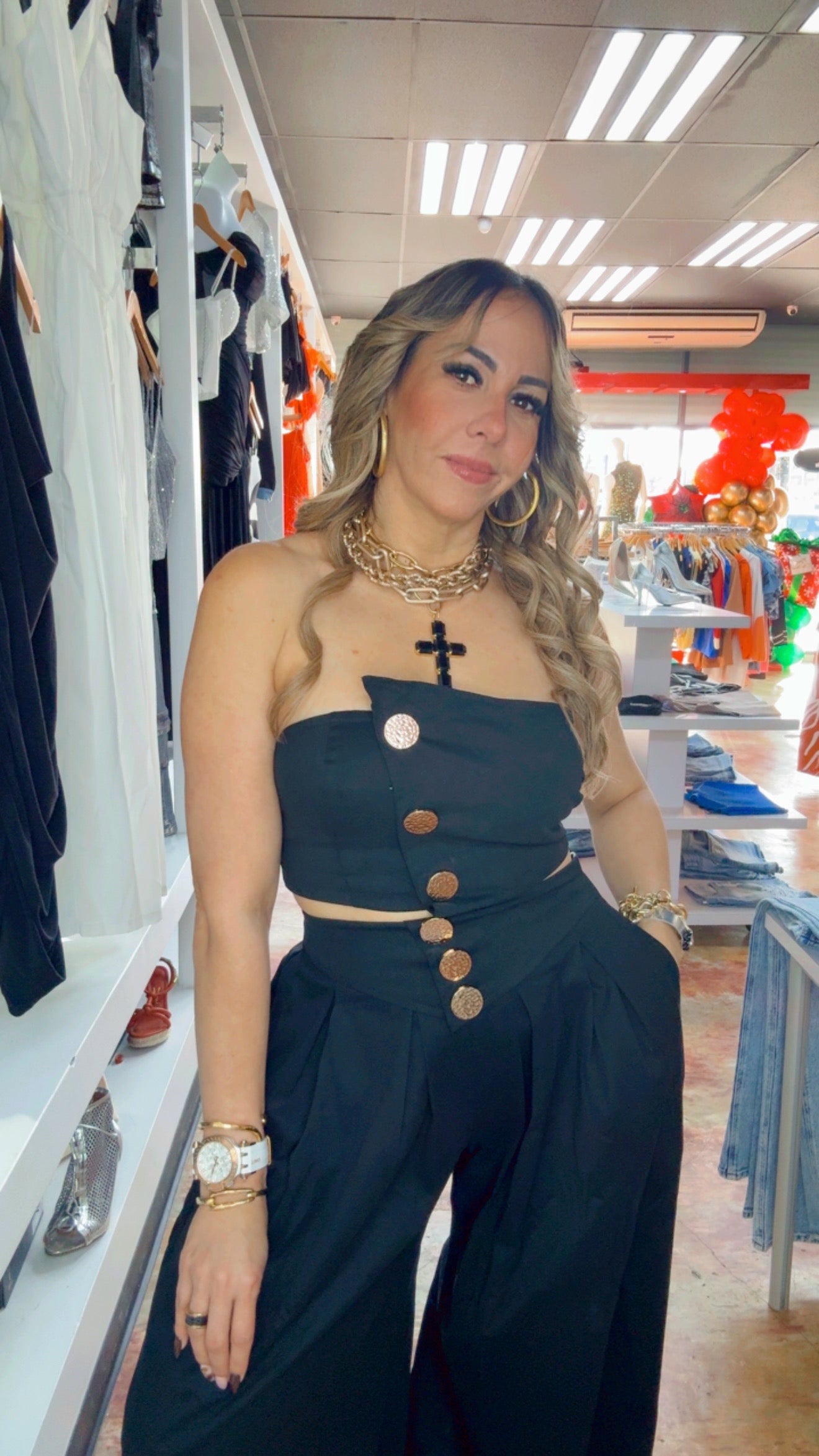 Black And Gold Palazzo Set