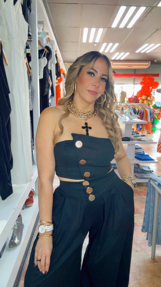 Black And Gold Palazzo Set