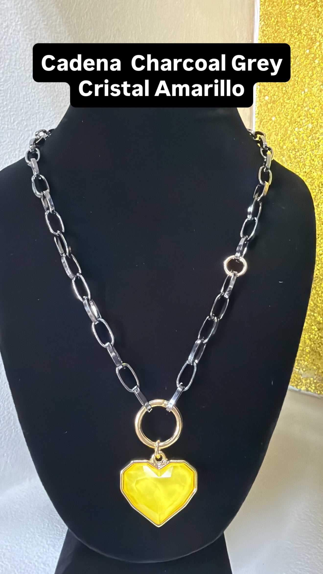 Cadena Charcoal Grey Cristal Amarillo