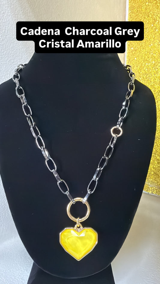 Cadena Charcoal Grey Cristal Amarillo