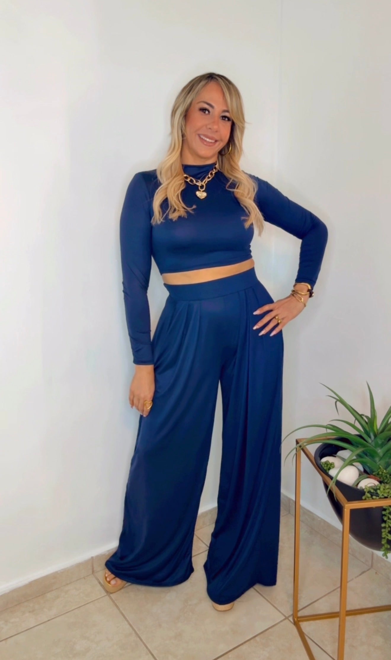 Navy Relaxing Palazzo Set