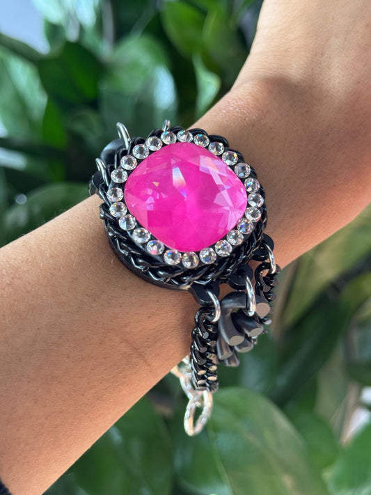 Pulsera Negro Rosa Neón