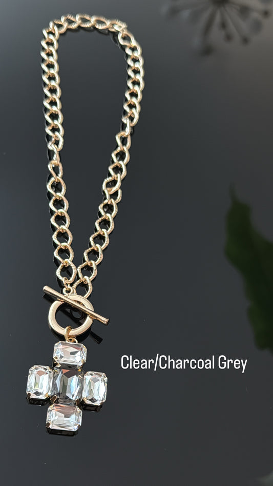 Cruz Swarovski Cadena Fina Cierre Pasador