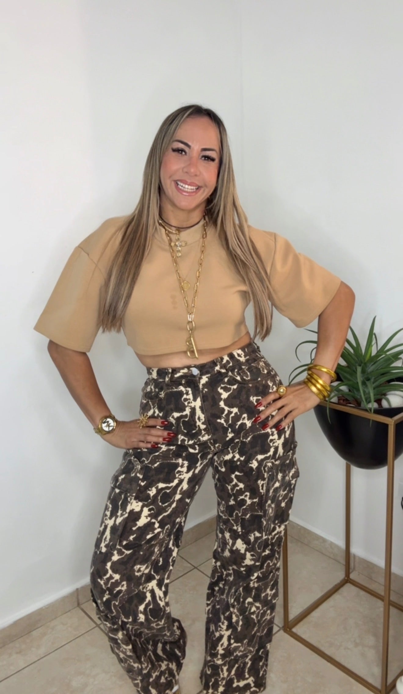 Multi Brown Cargo Pant