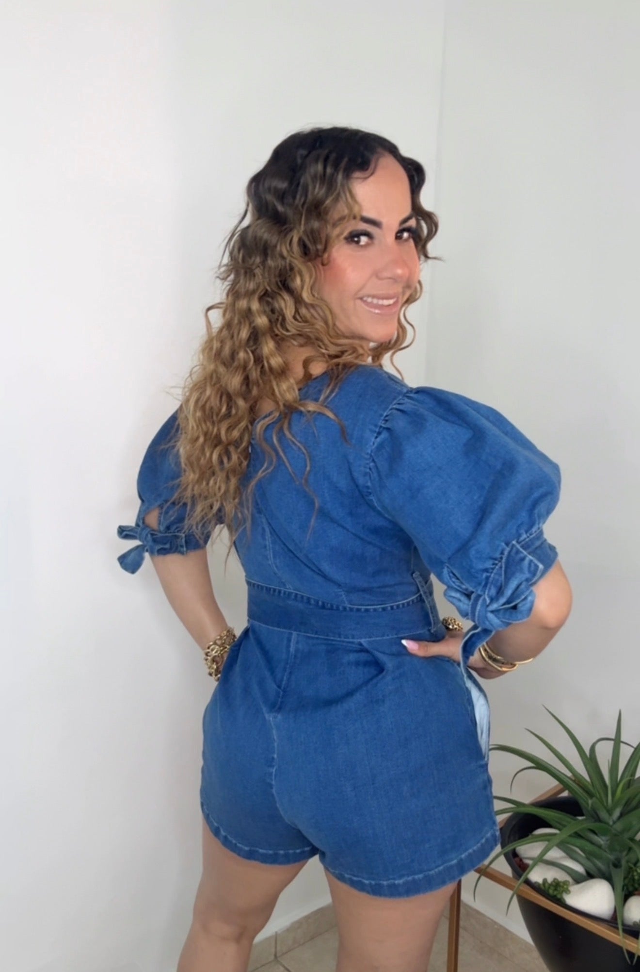 Medium Denim Cute Romper