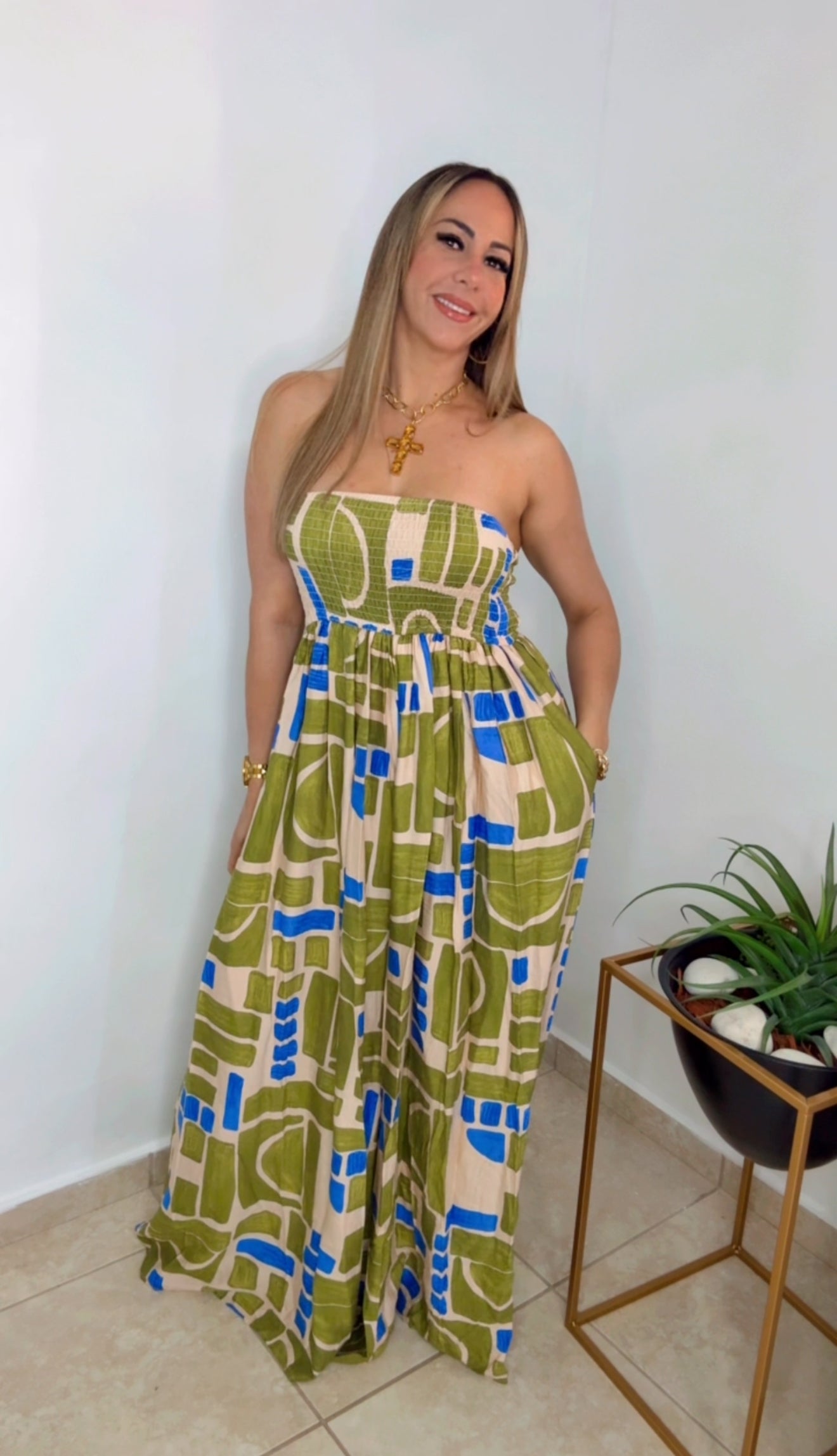 Multi Olive Strapless Jumpsuit (PRE VENTA) LLEGANDO PRÓXIMA SEMANA
