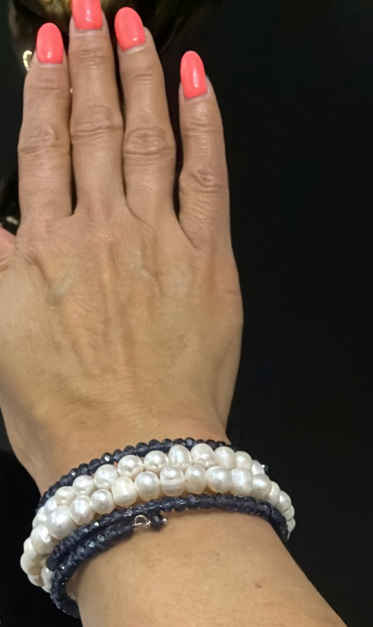 Pulsera Perlas Y Cristal