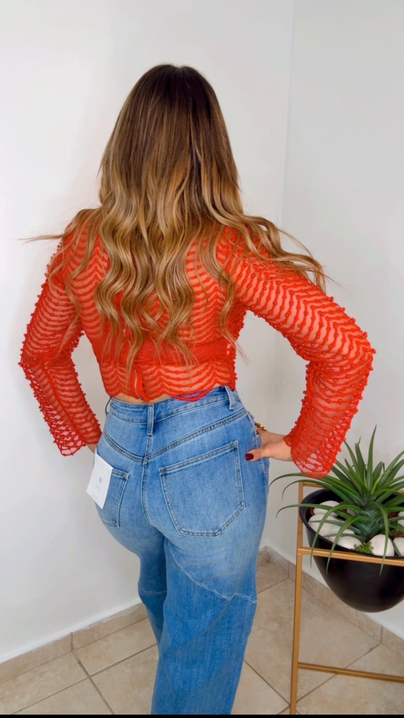 Red Pearl Blouse
