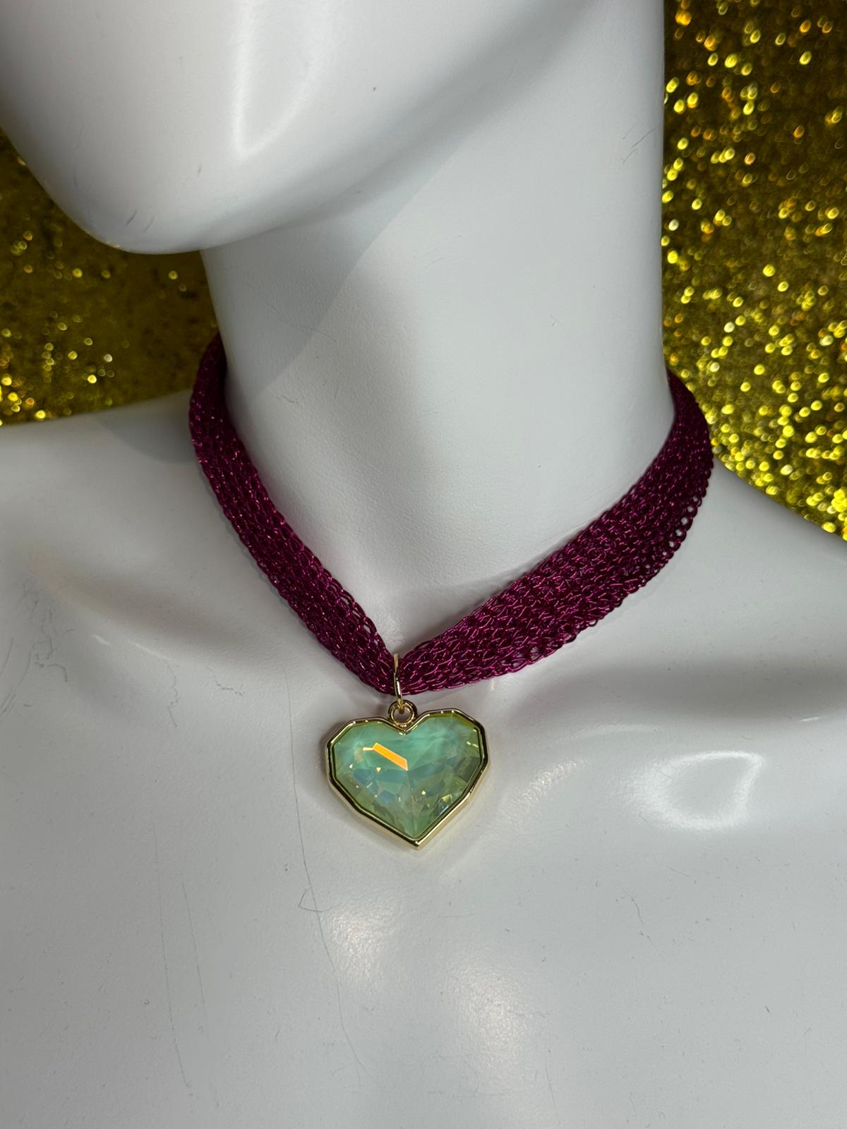 Colección Corazón Cristal Mint Cadena Fusha